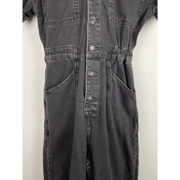 Free People We The Free Marci Washed Black Denim Cotton Coverall Jumpsuit Size S - Picture 4 of 11